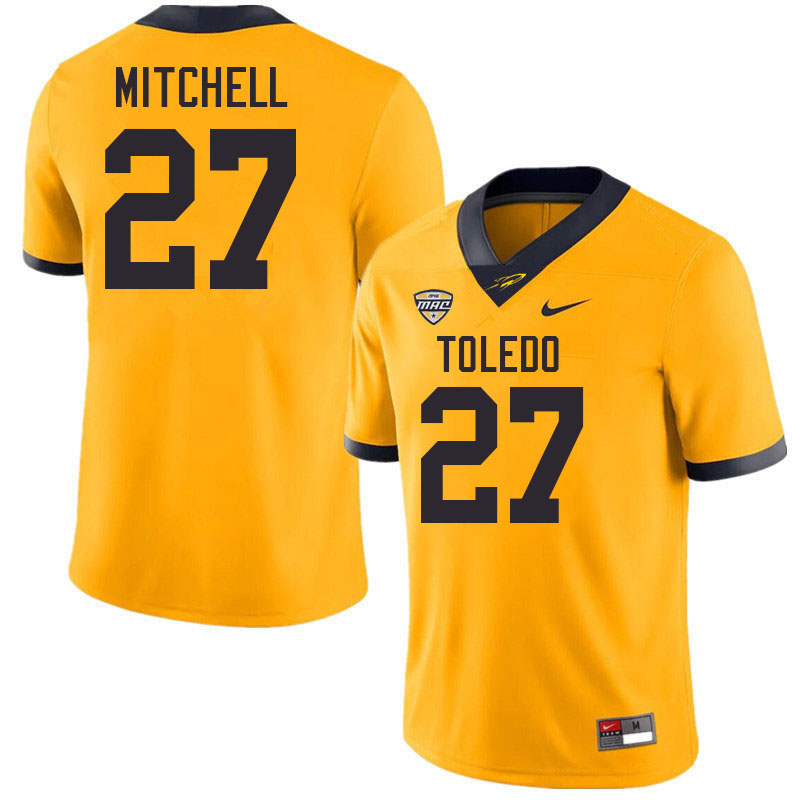 Toledo Rockets #27 Quinyon Mitchell College Football Jerseys Stitched Sale-Gold